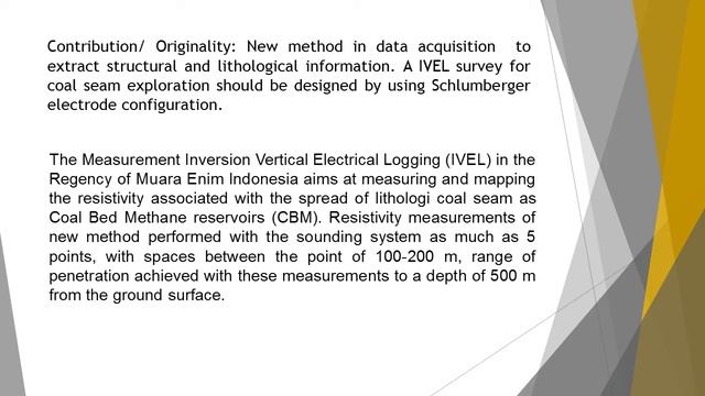 New Method of Inversion Vertical Electrical Logging IVEL for Identification of Coal Seam Prospect o смотреть онлайн