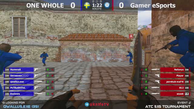 Четвертьфинал турнира по CS 1.6 от проекта "ATC TOURNAMENT" [ONE WHOLE -vs- Gamer eSports] @kn1feTV смотреть онлайн