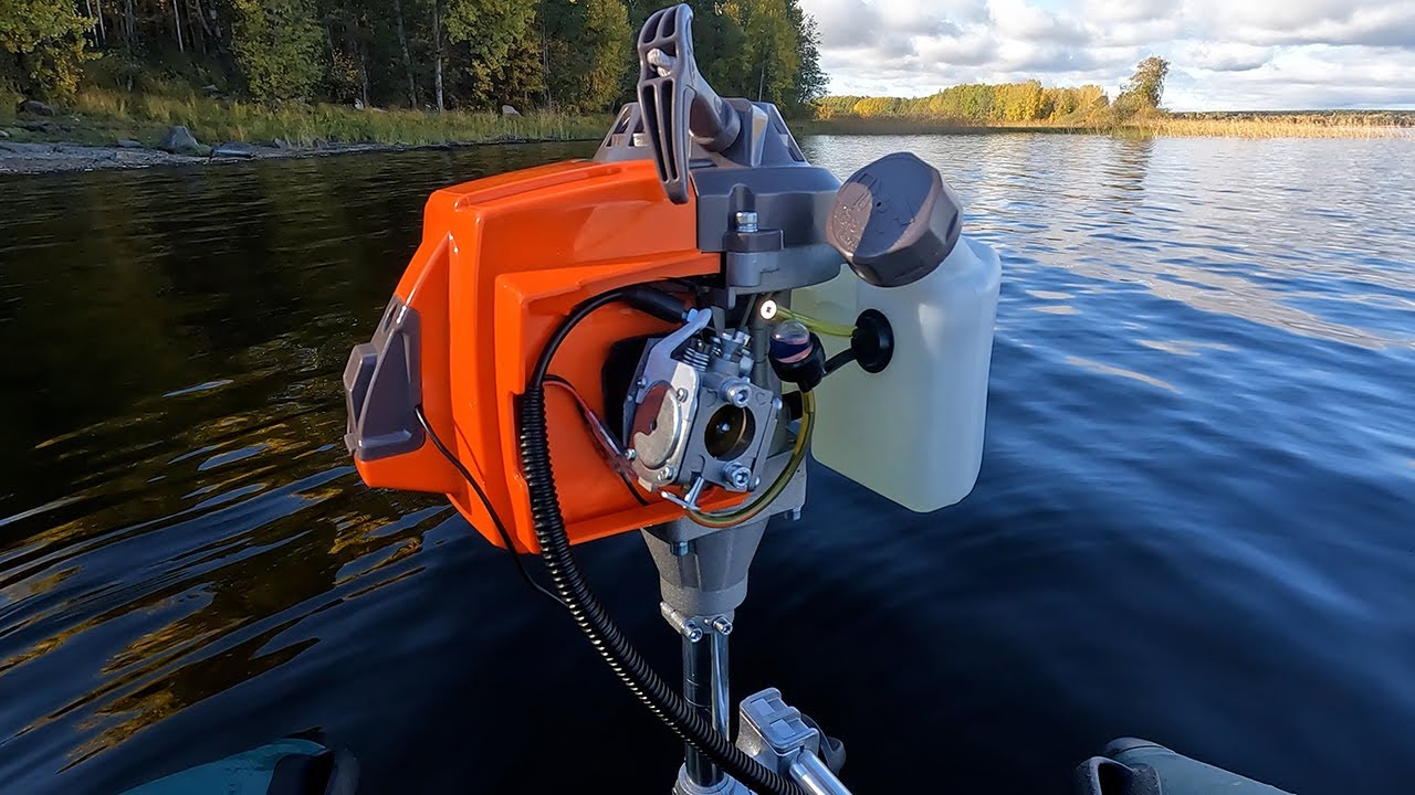 Утопил мотор, карбюратор от бензопилы, Фрегат 280 Е двигатель для триммера как лодочный мотор. смотреть онлайн