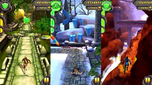Temple Run 2 Lost Jungle VS Frozen Shadows VS Blazing Sands Android iPad Gameplay смотреть онлайн