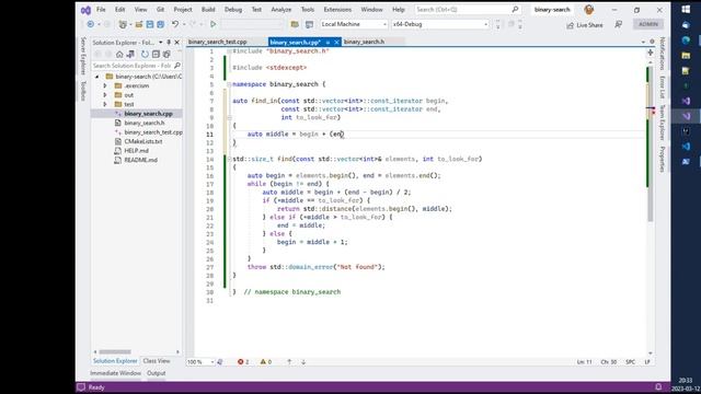 Charles Lechausseur streams Binary Search on the C++ language track at Exercism! смотреть онлайн