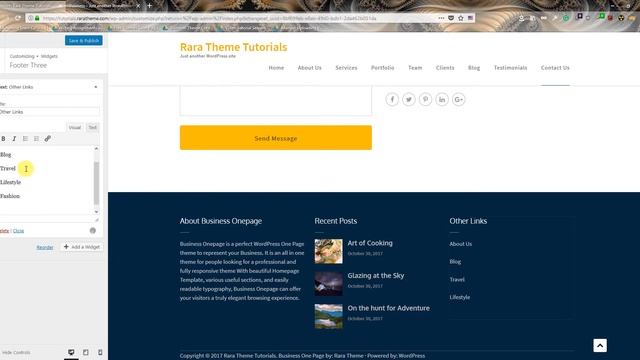 Step 14: Footer Section | Business One Page WordPress Theme смотреть онлайн