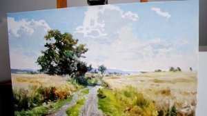 Живопись маслом. Учимся делать быстрый подмалевок пейзажа с пшеничным полем.