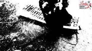 Fantastic crush video :Lady L  High Heels crush keyboard  asphalt road with black platform boots.