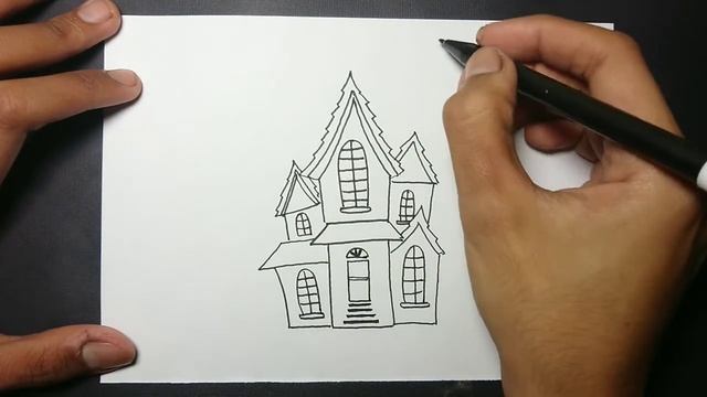 How to Draw Haunted House - Halloween Stuff Drawing смотреть онлайн