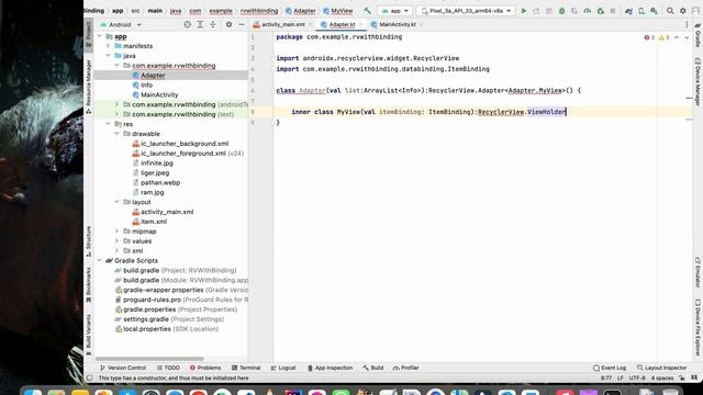 RecyclerView with viewBinding in Kotin смотреть онлайн