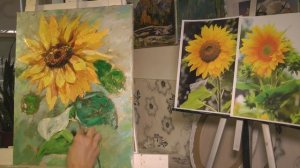 Подсолнухи маслом мастихином. Картина маслом подсолнухи