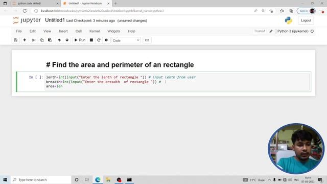Find the area and perimeter of an rectangle with user input in python || Python Programing смотреть онлайн