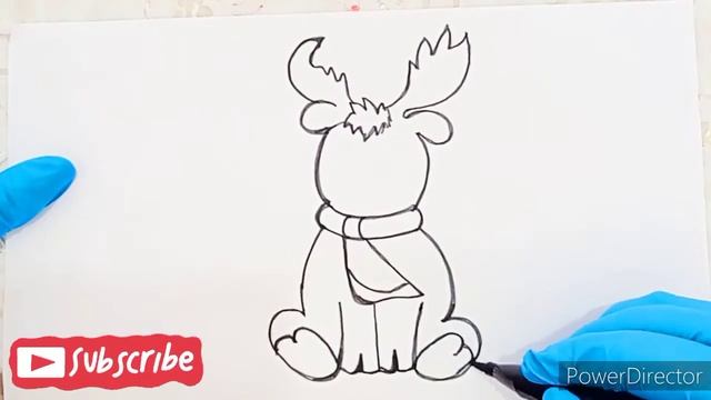 Как нарисовать оленя . Рождественский олень . How to draw a CHRISTMAS DEER смотреть онлайн