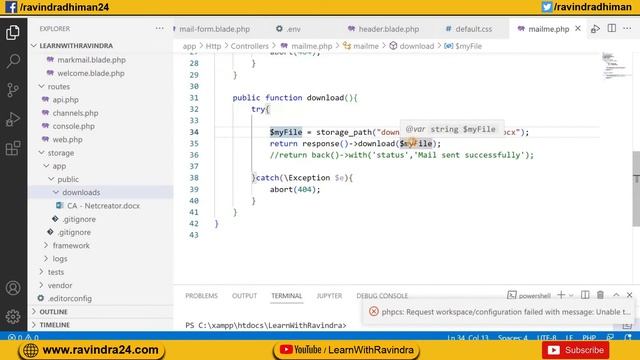 Laravel download file from storage folder | File Download in Laravel | Download URL Hide in Laravel смотреть онлайн