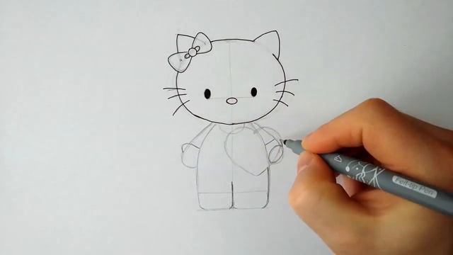 Как нарисовать Хелло Китти карандашом (Привет, киска) - милые рисунки для Валентинки смотреть онлайн