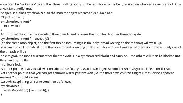 Difference between "wait()" vs "sleep()" in Java смотреть онлайн