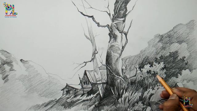 Simple Landscape Sketching And Shading With PENCIL | Pencil Drawing | Pencil Art