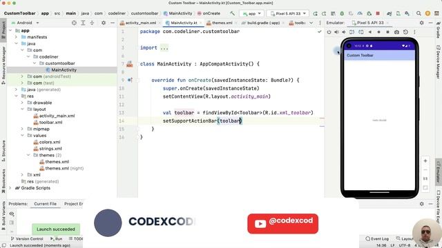 How to Create a Custom Title Bar in Android Studio смотреть онлайн