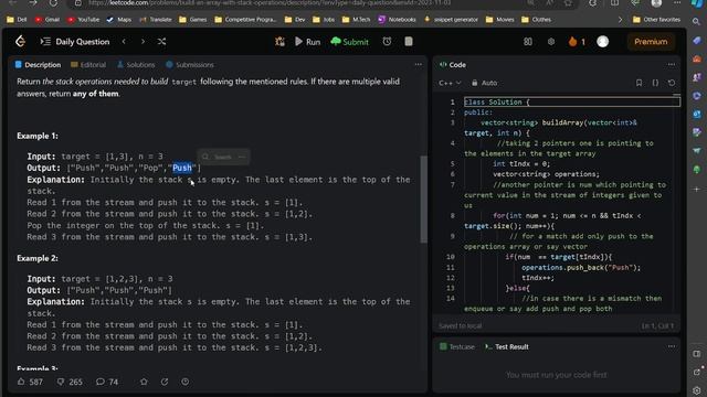 1441. Build an Array With Stack Operations | November | C++ смотреть онлайн