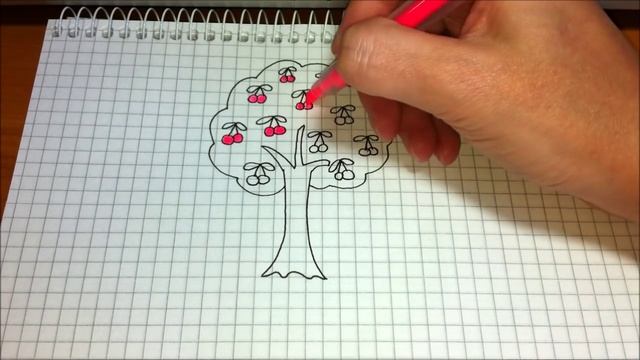 Простые рисунки #211 Рисуем ВИШНЮ ( дерево) смотреть онлайн