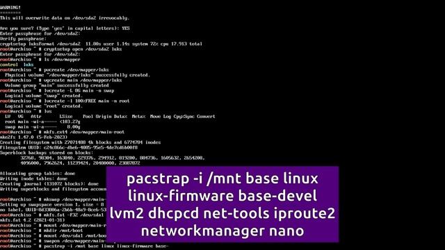 ? Arch Linux | Ручная установка с шифрованием диска и LVM ?