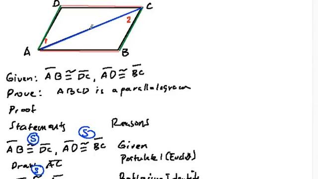 QU08 Proof that if Opposite Sides of a Quadrilateral are Congruent It is a Parallelogram смотреть онлайн