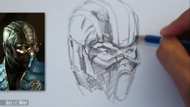 How to Draw Sub-Zero from Mortal Kombat with Pencil смотреть онлайн