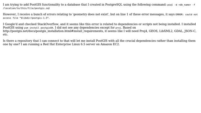 GIS: PostGIS 1.5 Errors with PostgreSQL 8.4 смотреть онлайн