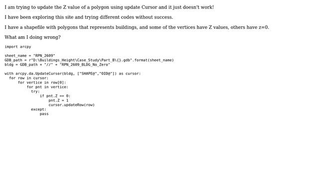 GIS: Updating z value of geometry using updateCursor? смотреть онлайн