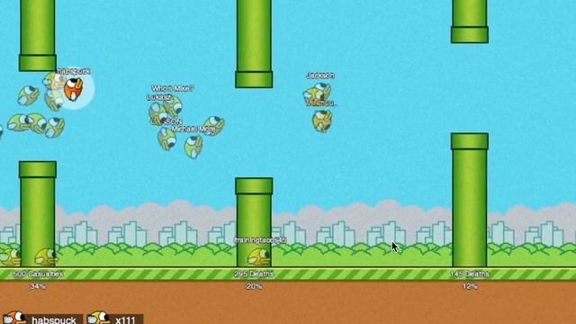 FlapMMO - Flappy Bird with 100 PEOPLE Multiplayer Online High Score Gameplay смотреть онлайн