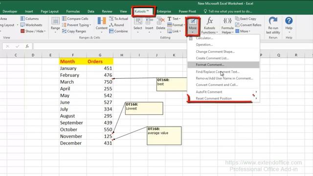 Quickly Reset All Comment Positions In Excel смотреть онлайн