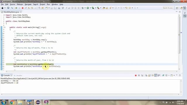 How to get day and month using getDayOfMonth, getMonth methods of MonthDay Class? смотреть онлайн