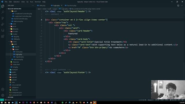 22. nagara/mini mvc php native project - Buat Auth Part 3 ( Update view login & register ) смотреть онлайн