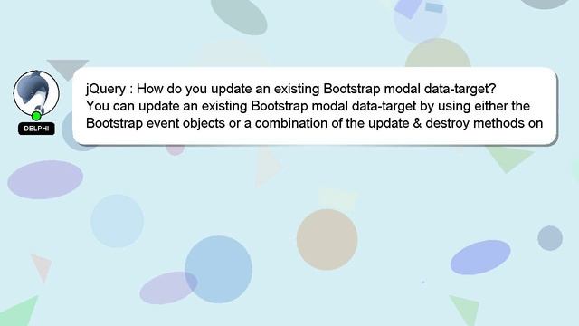 jQuery : How do you update an existing Bootstrap modal data-target? смотреть онлайн