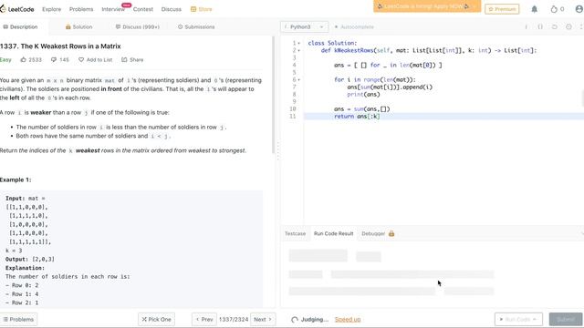 Leetcode 1337 The K Weakest Rows in a Matrix - Python смотреть онлайн