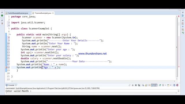 3. Switch example using Scanner & for loop смотреть онлайн