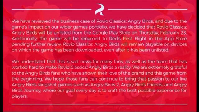 R.I.P Rovio Classics: Angry Birds 😔 25/03/2022 = 23/02/2023 😔 (Homenaje) смотреть онлайн