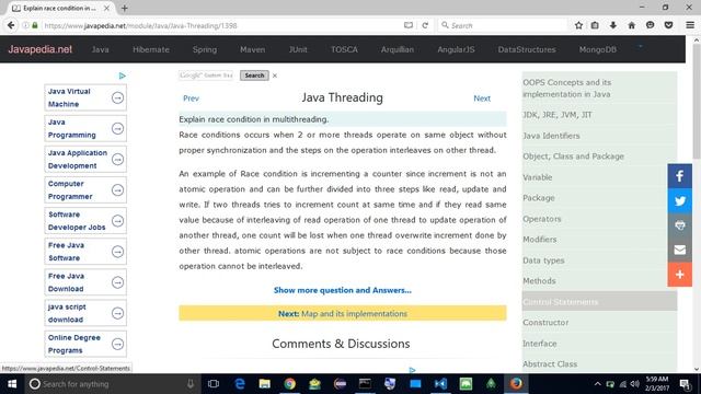 Explain race condition in multithreading.
| javapedia.net смотреть онлайн