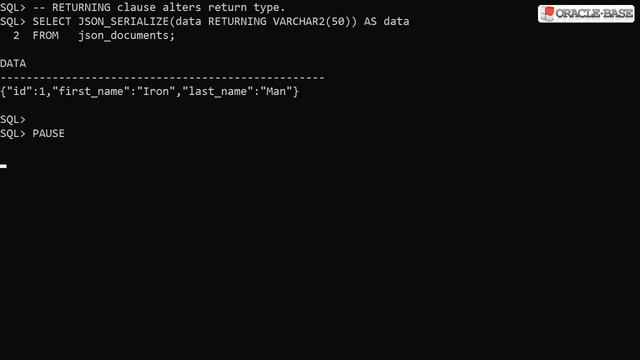 JSON_SERIALIZE Function in Oracle Database 19c Onward смотреть онлайн