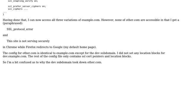 Two domains on one IP, added a subdomain and different domain's SSL gets protocol error смотреть онлайн