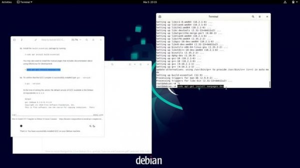 Install  C and  C++ gcc Compiler in Debian Linux.