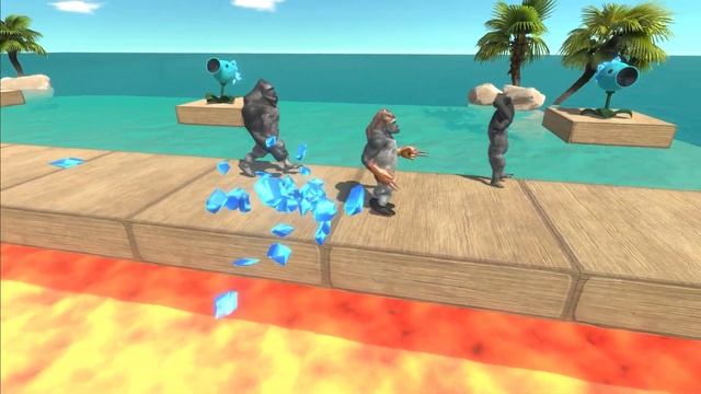DINOSAURUS VS ZOMBIE PLANTS LAVA BRIDGE - Animal Revolt Battle Simulator ARBS смотреть онлайн
