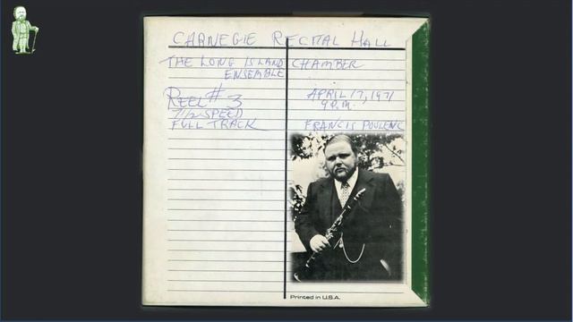 Lawrence Sobol Poulenc Clarinet Sonata April 1971 - Carnegie Hall смотреть онлайн