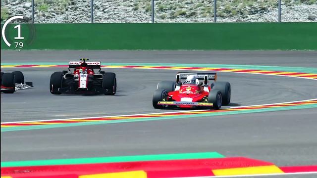 Ferrari F1 8 Wheels 1976 vs F1 2020 Cars at Spa смотреть онлайн