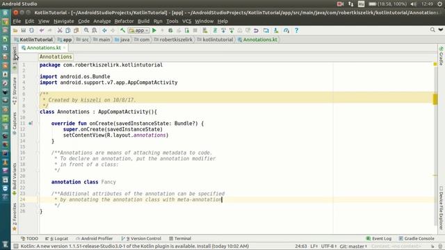 Android Kotlin Tutorial #176 - Annotations - Declaration смотреть онлайн