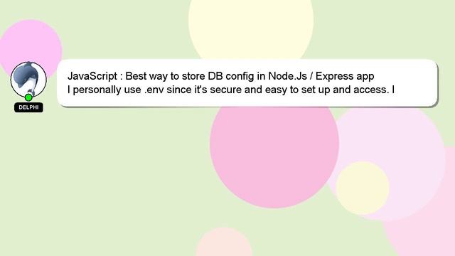 JavaScript : Best way to store DB config in Node.Js / Express app смотреть онлайн