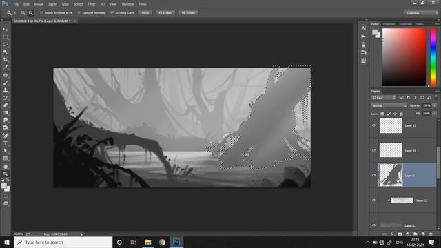 GREYSCALE Concept Art To COLOR Process | Digital Painting Tutorial | Landscape Environment Design смотреть онлайн