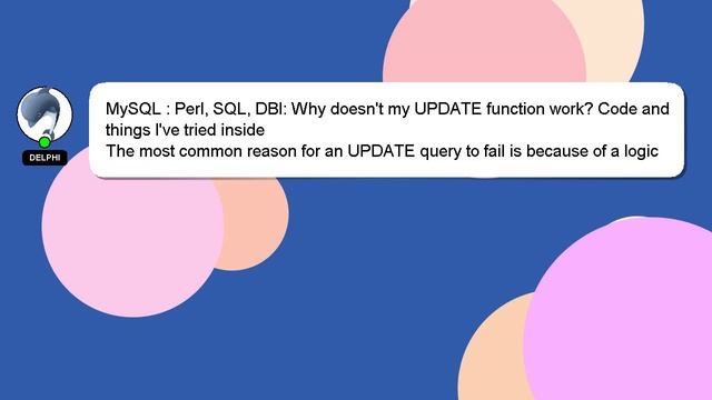 MySQL : Perl, SQL, DBI: Why doesn't my UPDATE function work? Code and things I've tried inside смотреть онлайн