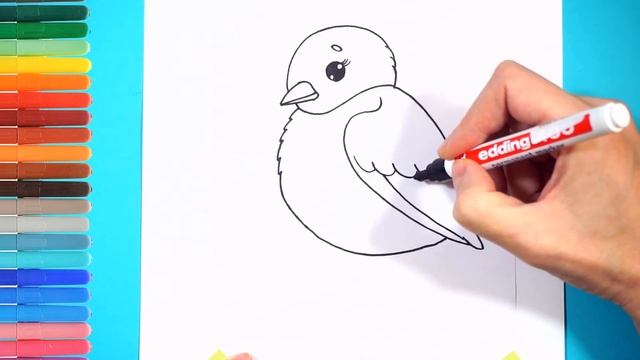 Как нарисовать снегиря. Простой рисунок птички. How to draw a bullfinch. Simple drawing of a bird. смотреть онлайн