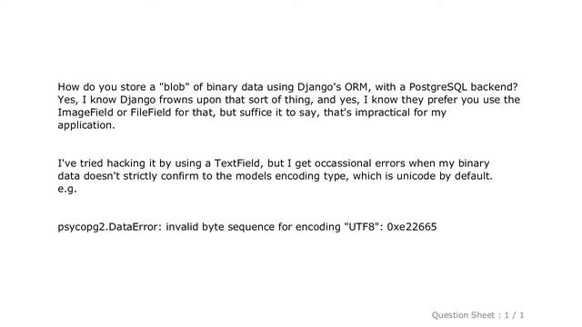 Django : Django Blob Model Field смотреть онлайн