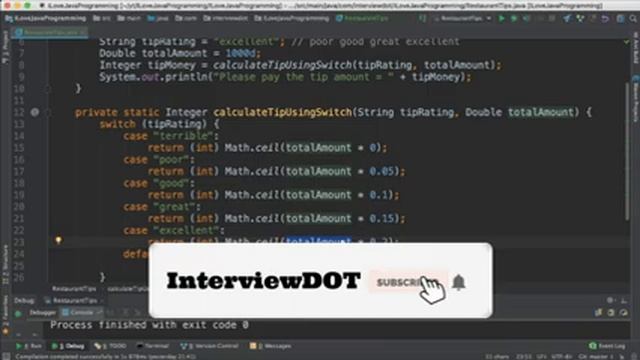 Java - Switch Case | Static Block | HashMap | Restaurant Tip Example Demo Code | InterviewDOT смотреть онлайн