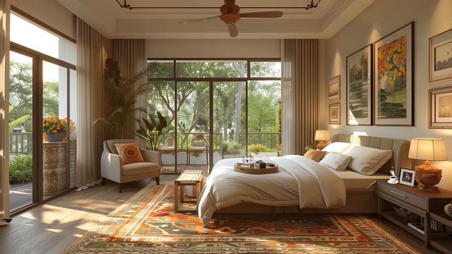 Spring Bedroom With Warm Sunshine | Relaxing Jazz Music ~ Jazz Piano Background Music for Good Mood смотреть онлайн