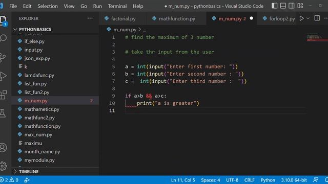 write a program in python to find the maximum of 3 numbers | python for beginners смотреть онлайн