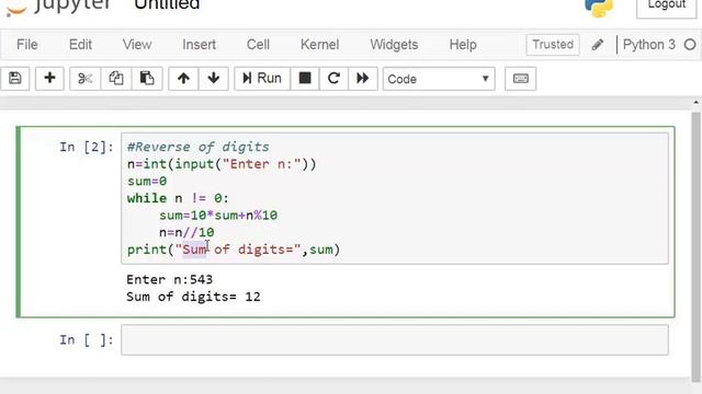 Reverse of digits program in Python смотреть онлайн